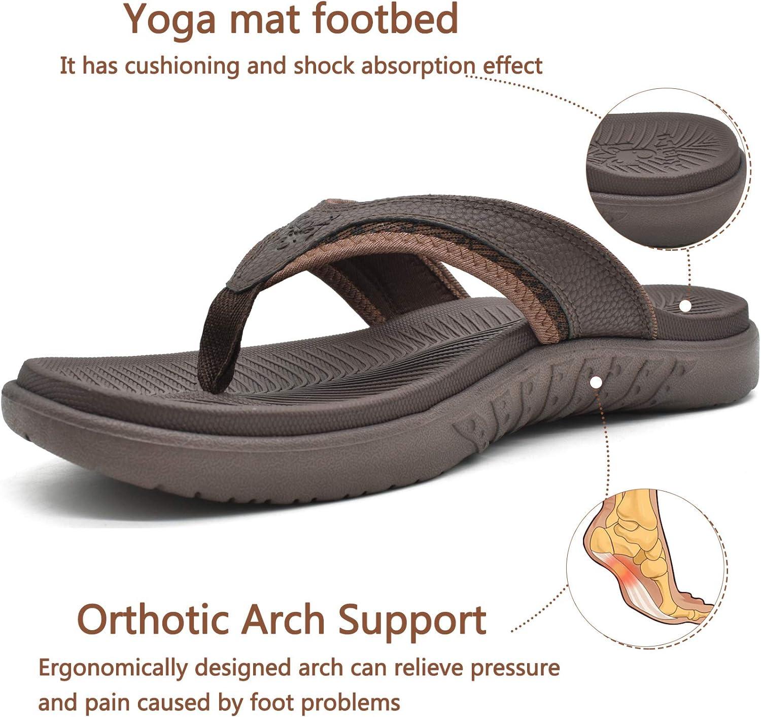 KuaiLu Mens Sport Flip Flops Comfort Orthotic Thong Sandals with
