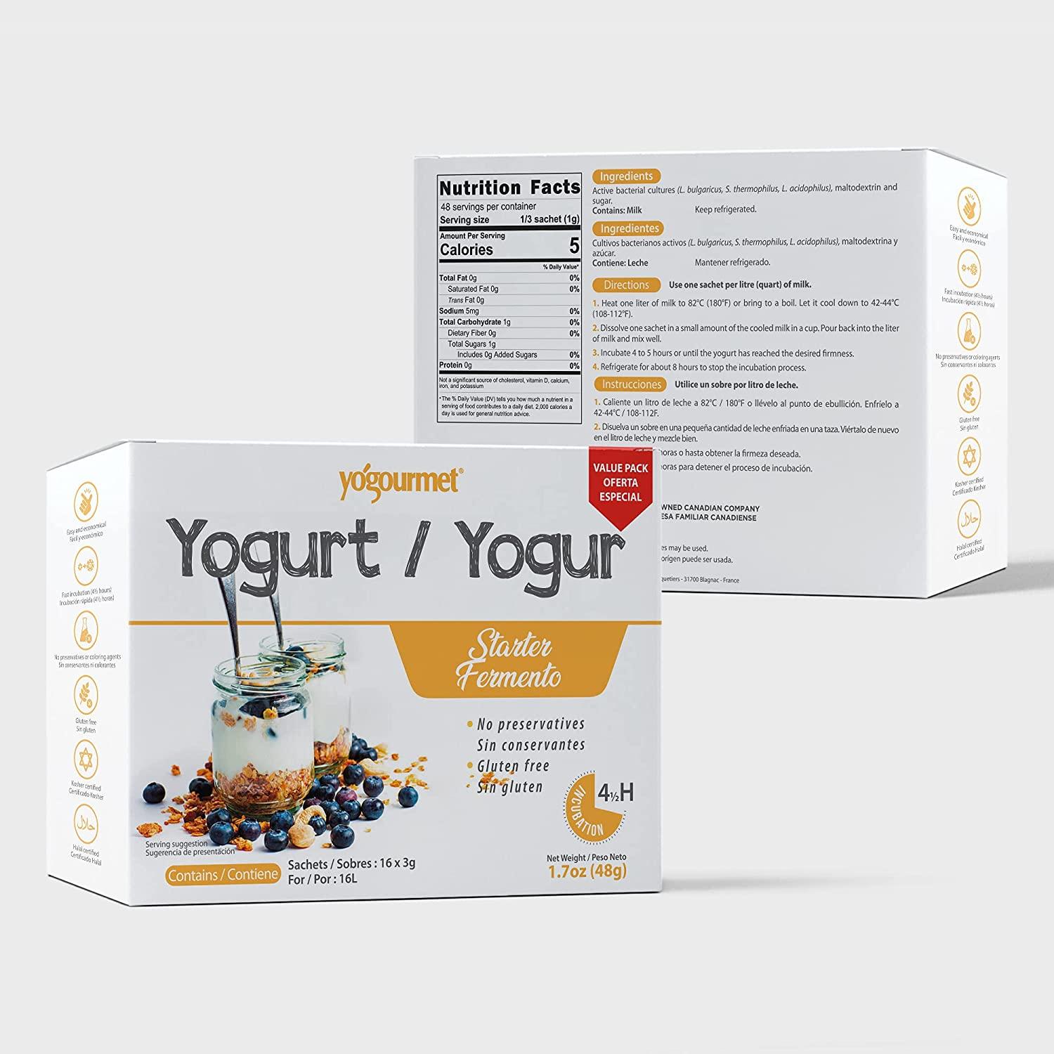 Yogourmet Freeze Dried Yogurt Starter Value Pack 16 Packets, 3g Each