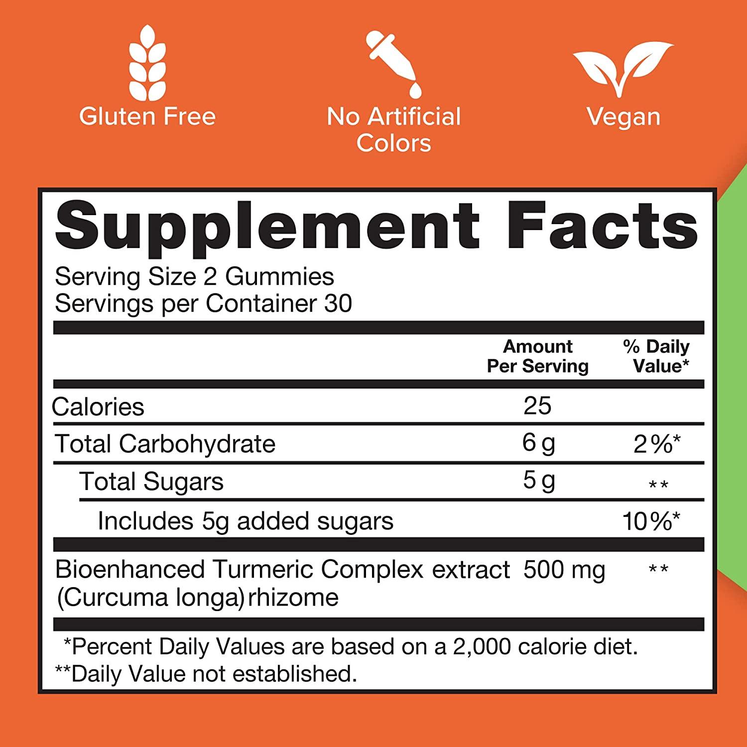 Turmeric Gummies Qunol Gummy with 500mg Turmeric Curcumin Joint Support