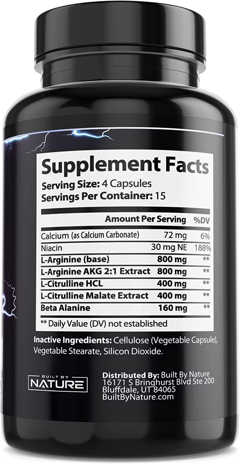 L Arginine Nitric Oxide Supplement N.O. Booster Pills for Men