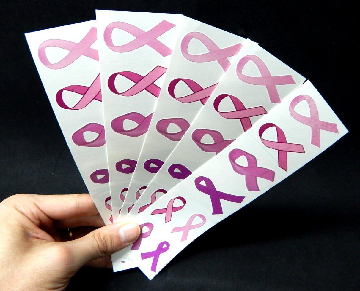 40 Pink Ribbon Temporary Tattoos: Breast Cancer Awareness Tattoo (5 ...
