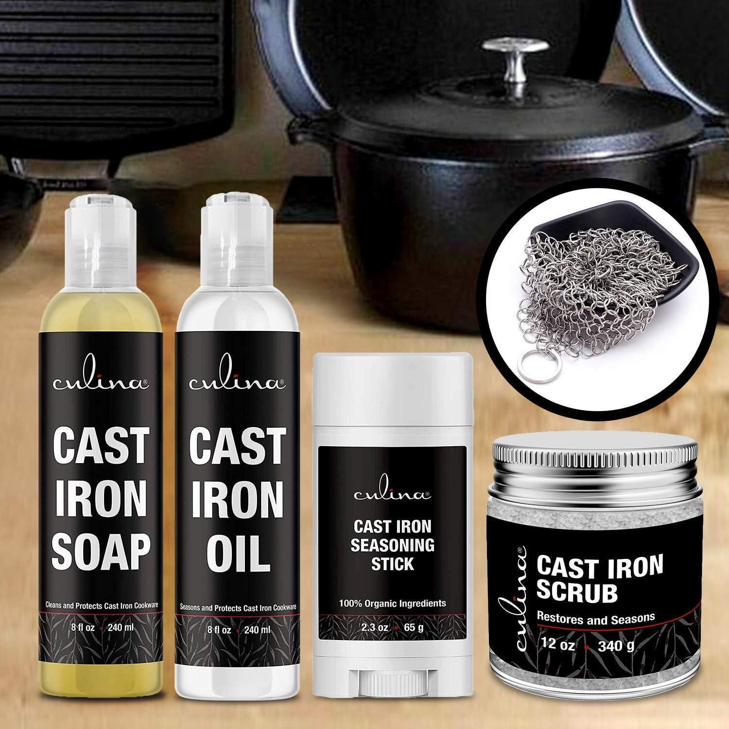 Culina Cast Iron Seasoning Stick & Soap & Stainless Scrubber