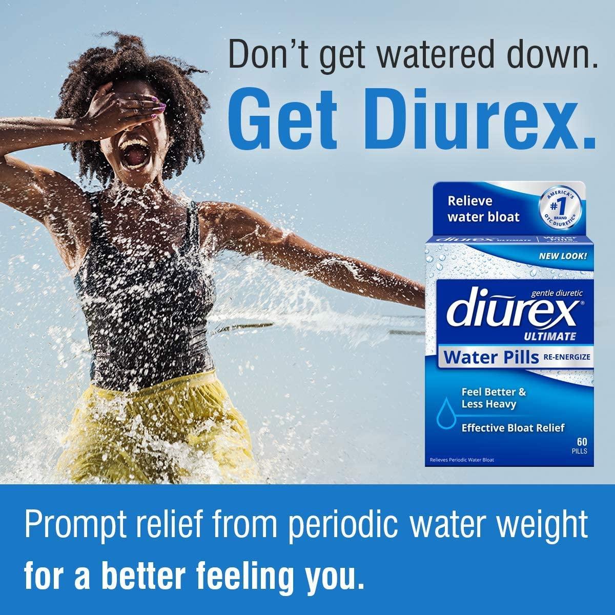 Diurex Ultimate ReEnergizing Water Pills Maximum Strength Diuretic Relieve Water Bloat 60