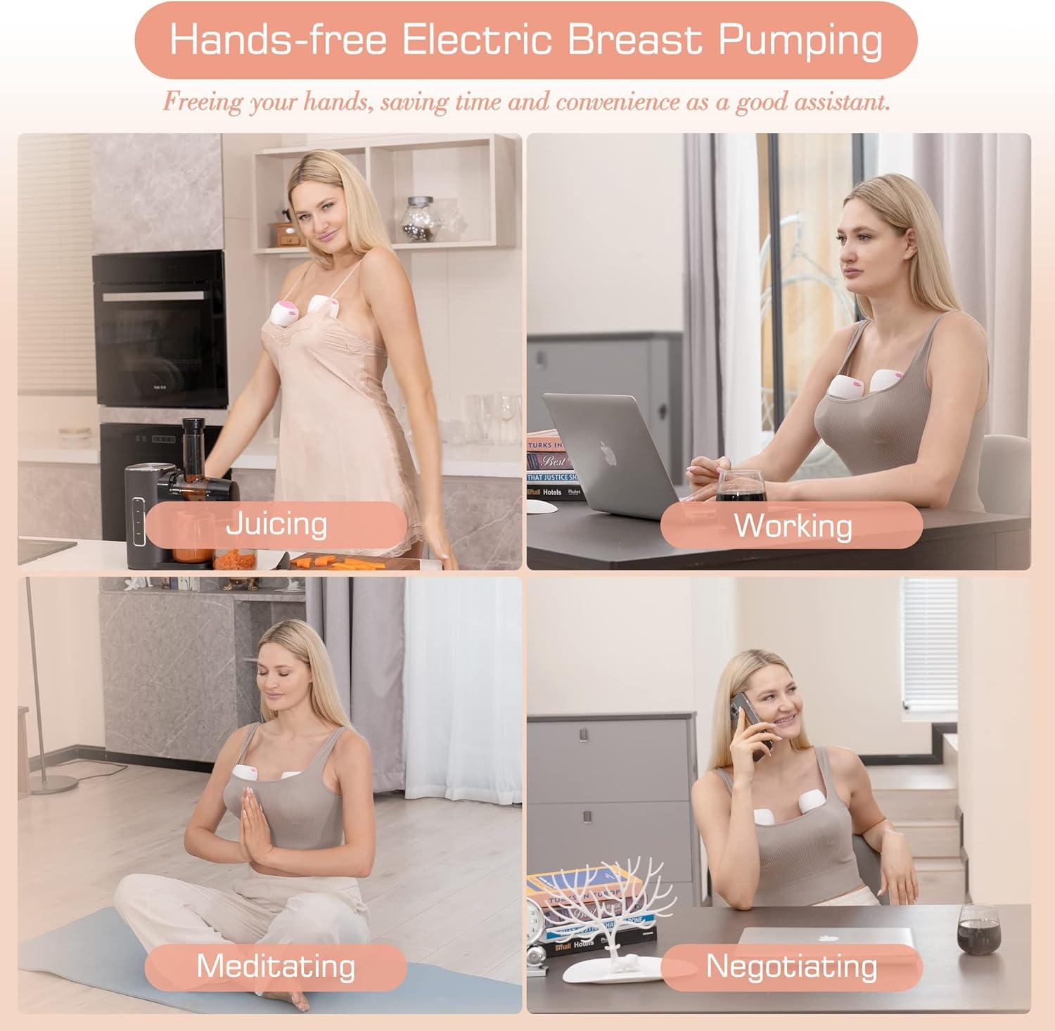 2PCS Breast Pump,Wearable Breast Pump,Electric Hands Free Breast