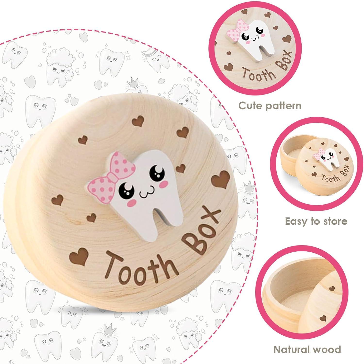 Wooden Tooth Storage Box - Baby Teeth Keepsake Organizer and Holder ...