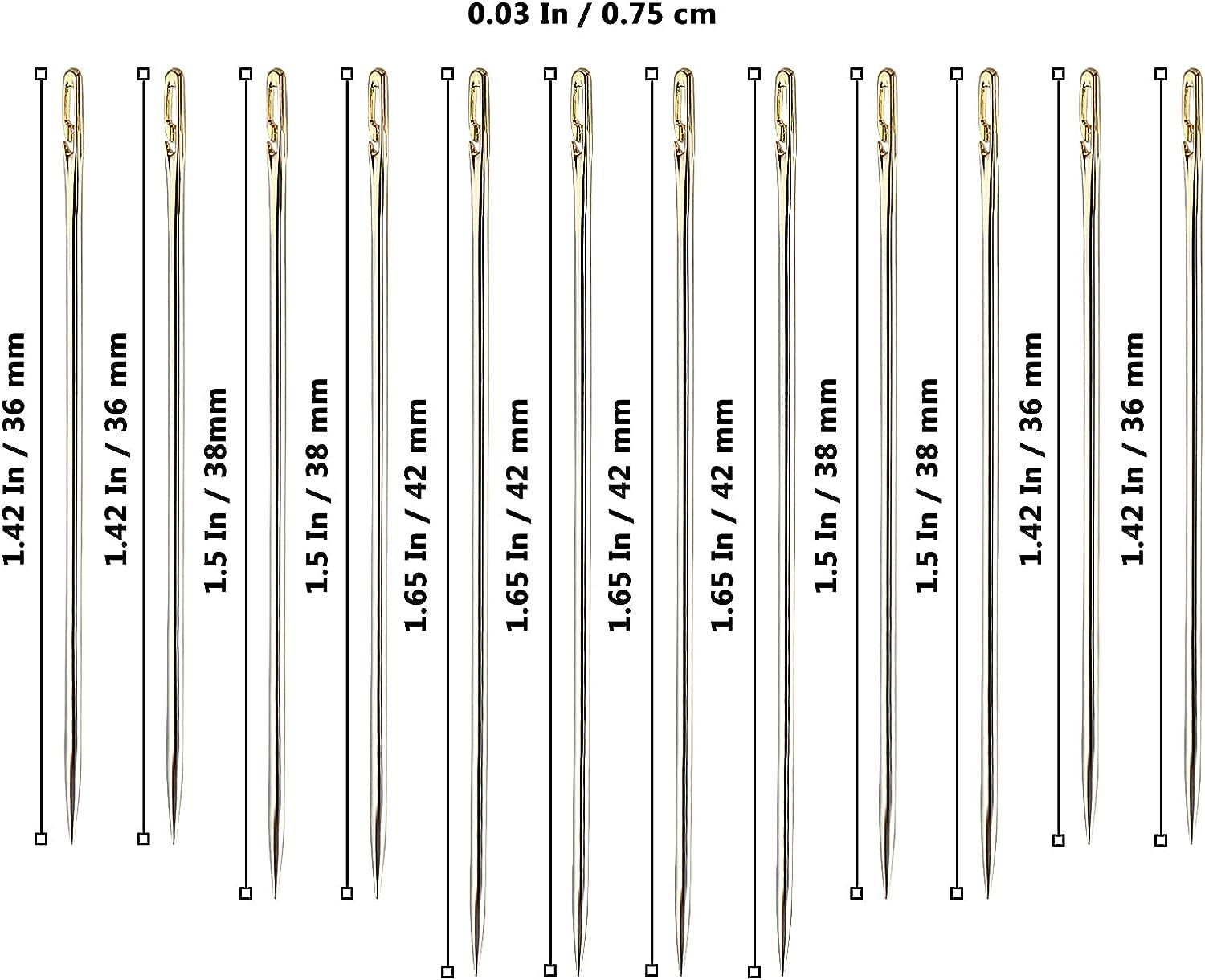 MUKLEI 48 Pack Self-Threading Needles, 3 Sizes Stainless Steel Sewing  Needles, Side Threading Needles for Hand Sewing, Hand Stitching Needles for  Embroidery, DIY, Mending, 1.65Inch, 1.5Inch, 1.42Inch