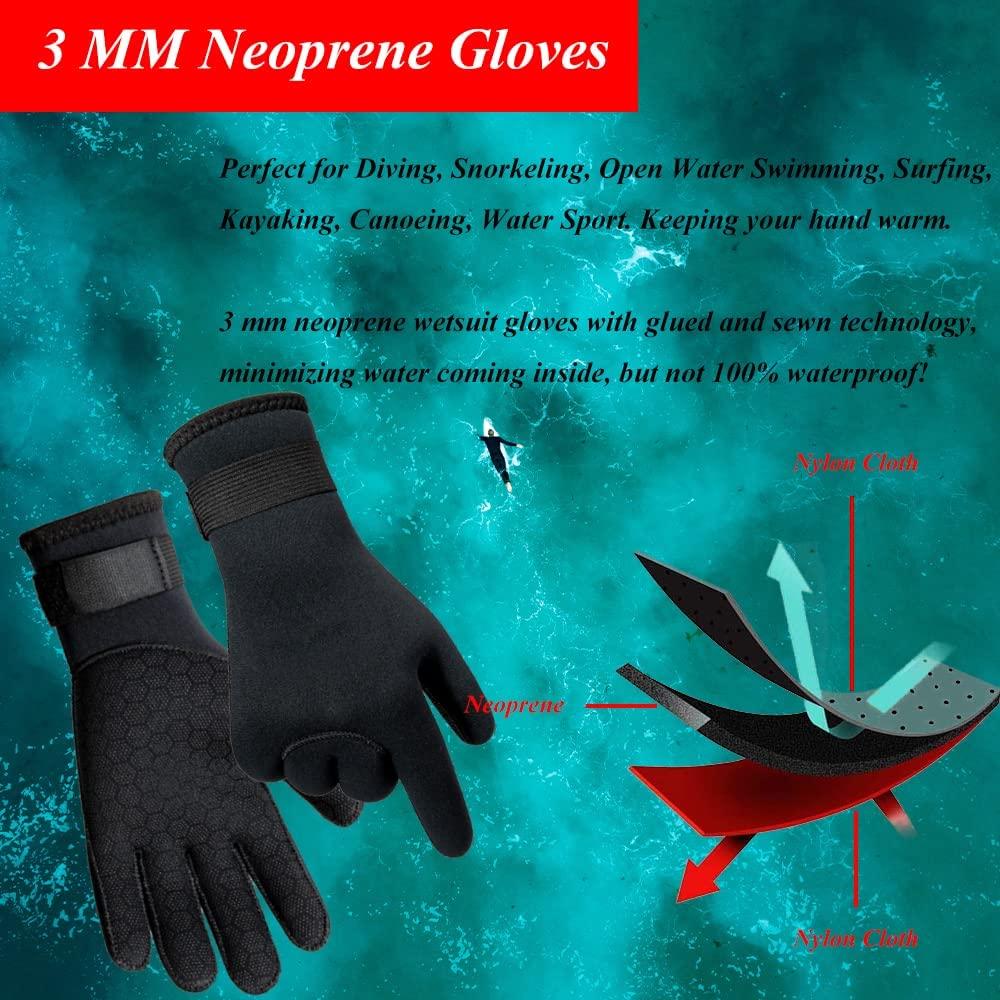 YDQUANI 3mm Neoprene Wetsuit Gloves Thermal Anti-Slip Scuba