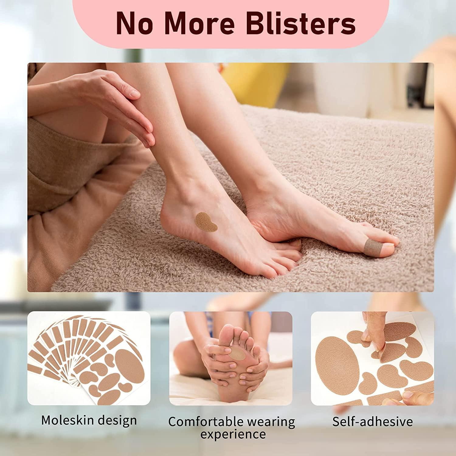 Moleskin Strips for Blister Prevention 12 Sheets, 11 Shapes