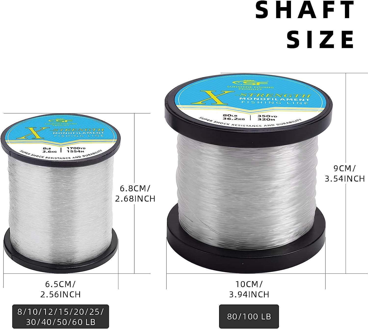 SF Monofilament Fishing Line with Spool Strong Mono Nylon Leader Line 8/10/12/15/20/25/30/40/50/60/80/100LB  Clear/Green Fishing Wire Saltwater Freshwater for Hanging Decorations  Sewing Craft Balloons Clear 30LB/0.55mm/440Yds
