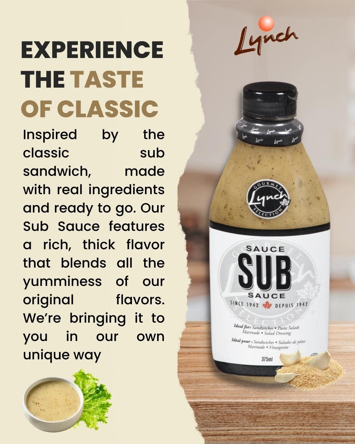 Lynch Sub Sauce - 375 ml. A classic sauce ideal as a dressing and perfect for making best submarine sandwich at home! | Buy Now with Express International Delivery | GoSupps.com Lynch Sub Sauce - 375 ml. A classic sauce ideal as a dressing and perfect for making best submarine sandwich at home! | Buy Now with Express International Delivery | GoSupps.com