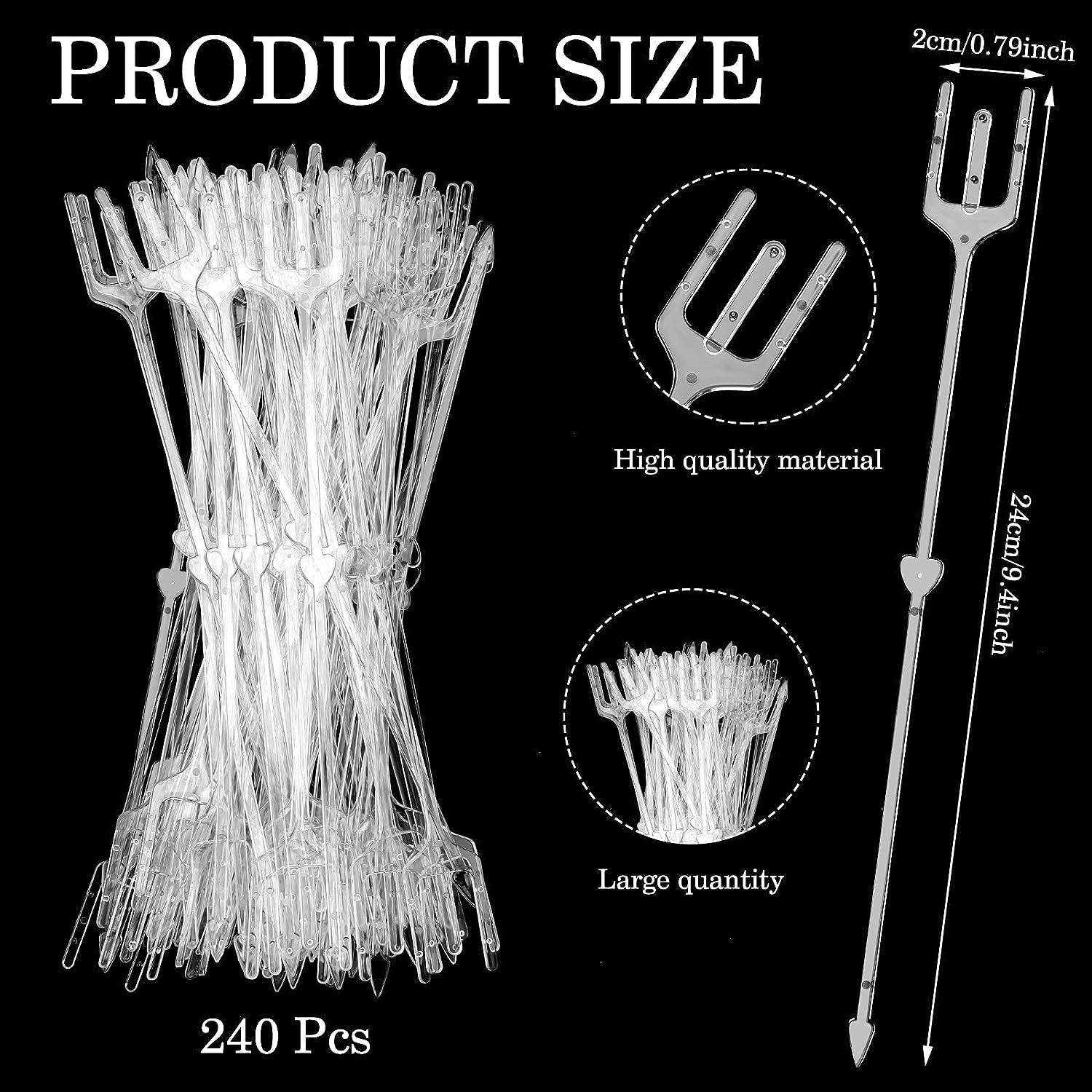 AHADERMAKER 120Pcs 2 Style Fork Shaped Plastic Floral Picks, Card Holders,  for Weddings, Birthday Parties, Events, Decorations, Clear, 9-1/2~12-1/4