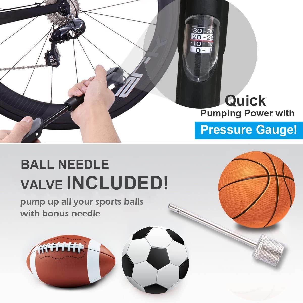 Bike Pump, 120 PSIPerfect Full Set Diyife Mini Bicycle Pump with Gauge