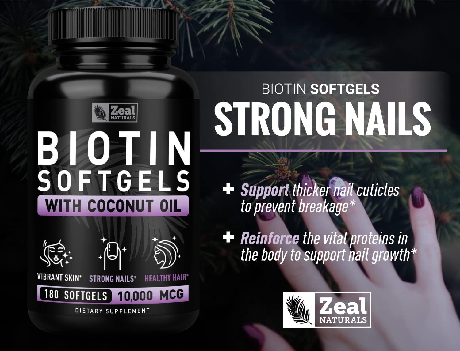 Sports Research Extra Strength Vegan Biotin Vitamin B Supplement with  Organic Coconut Oil Supports Keratin for
