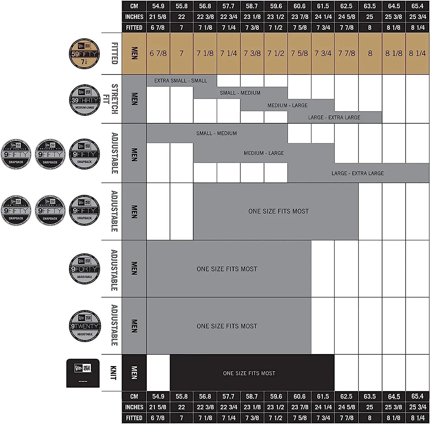 New Era Hat Sizes Chart Era 9fifty Snapback New Era Hat Sizing