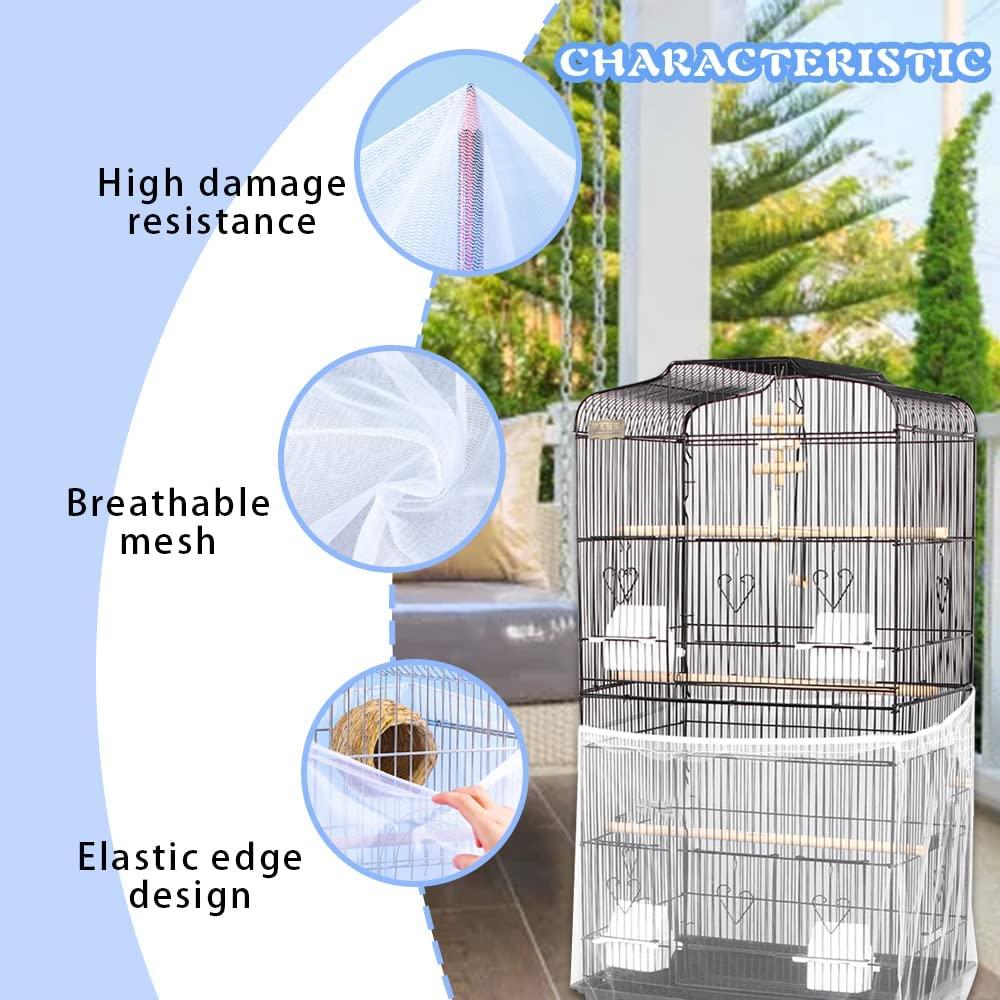 Large Bird Cage Seed Catcher, DustProof Bird Cage Cover, Nylon Bird