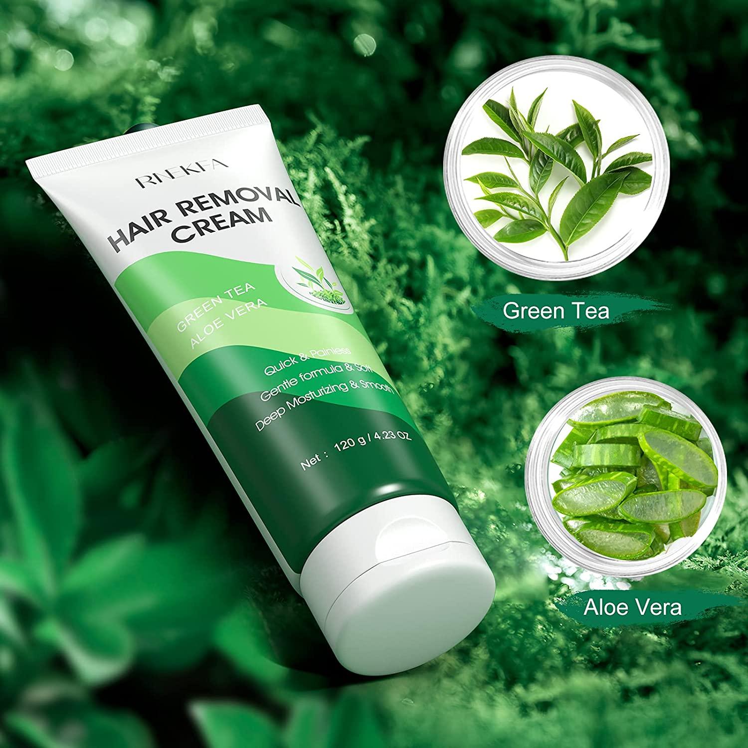 Hair Removal Cream with Green Tea & Aloe Safe and Gentle for Sensitive