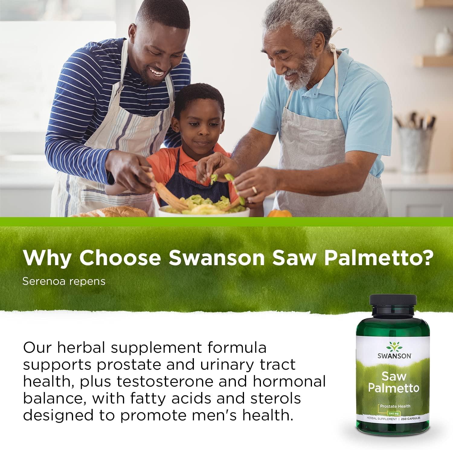 Swanson Saw Palmetto Herbal Supplement for Men Prostate Health Hair  Supplement Urinary Health 540 mg 250 Capsules 250 Count (Pack of 1)