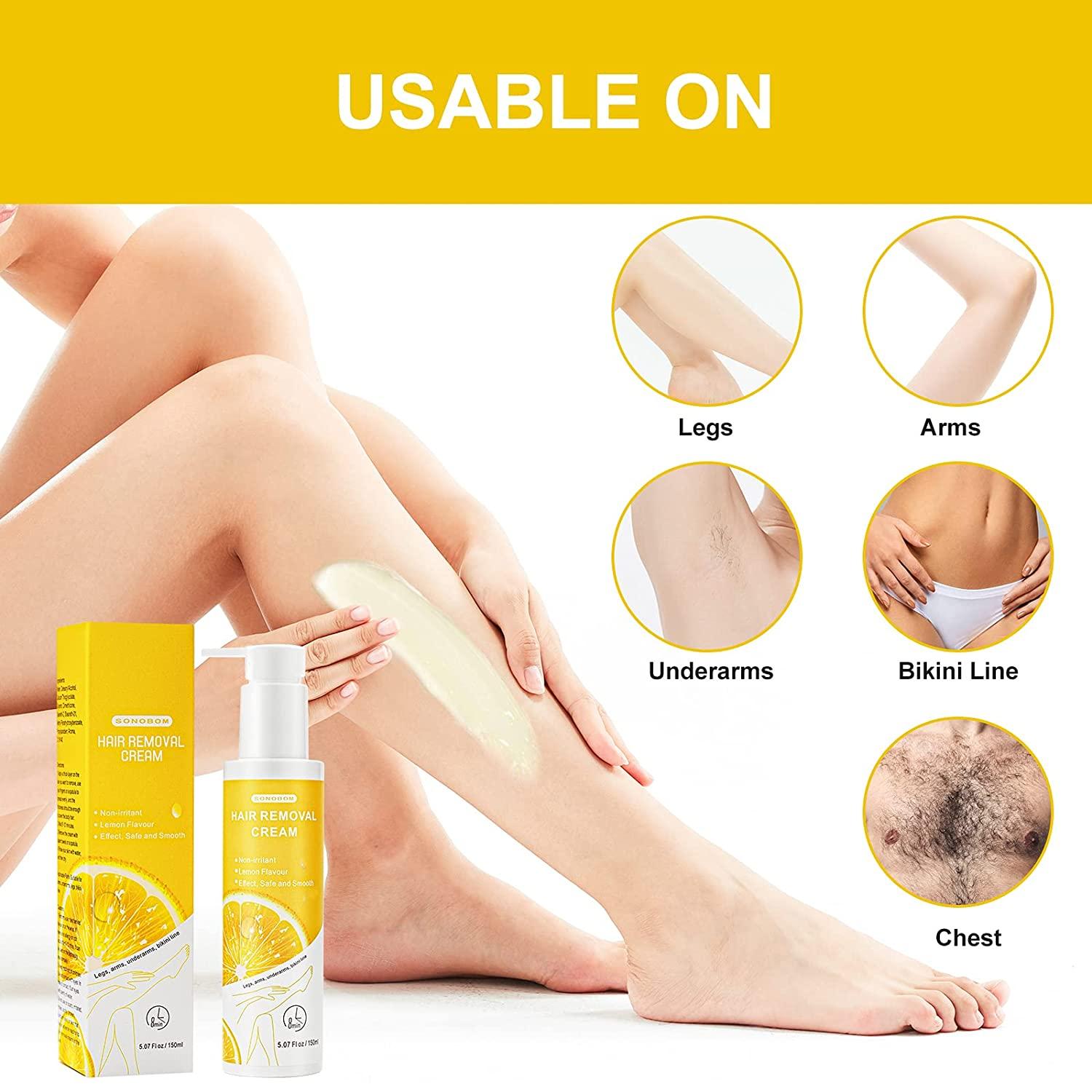 Lemon Flavor Hair Removal Cream for Women and Men, Painless NonIrritat