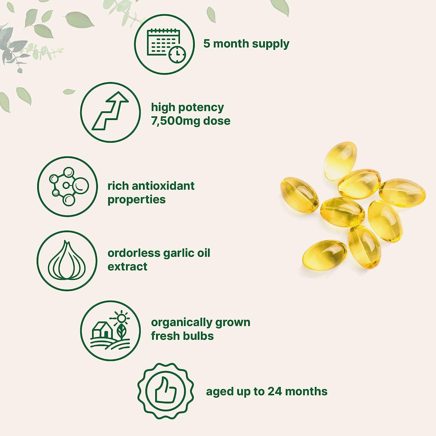 Micro Ingredients Odorless Aged Garlic 7500mg 300 Softgels Premium Garlic Supplement