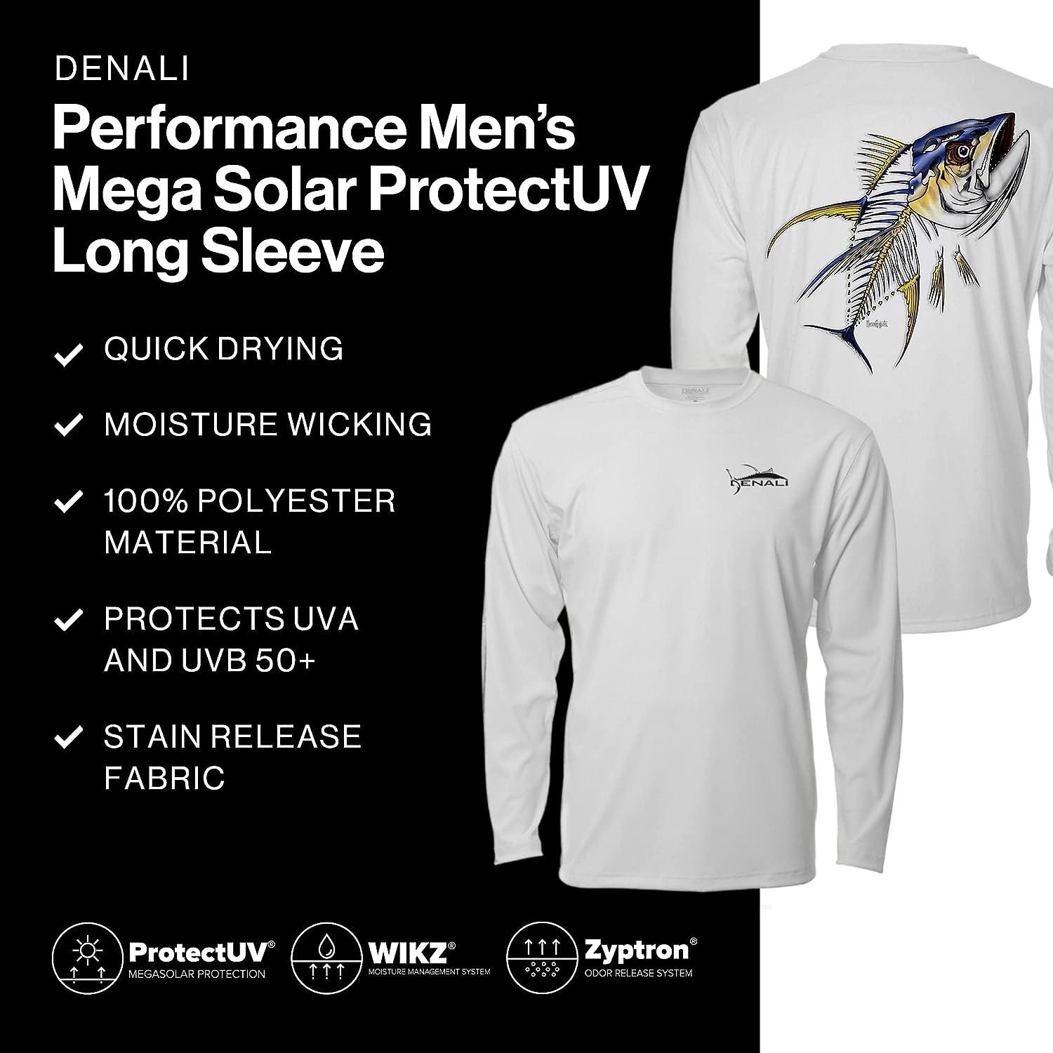 Denali Men's Teaser UPF 50+ Long Sleeve T-Shirt, UV Protection Shirt,  Trophy Bones Collection: Yellowfin Tuna Ice Blue XX-Large