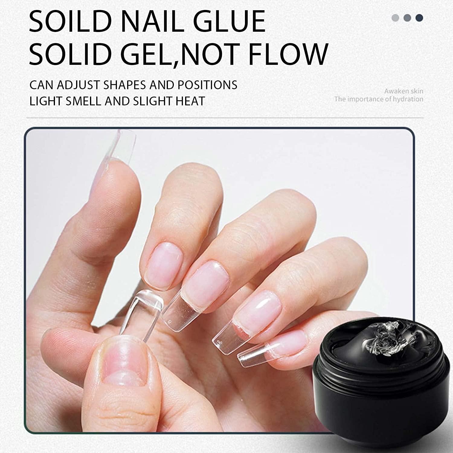 U-Shinein 2x10ml Solid Nail Glue Gel Nail Tips Glue Gel for Acrylic Nails  Press on Solid Glue Gel Solid Gel Polish Nail Art Manicure Glue Gel Need  UVLED Lamp Longer Cure Clear