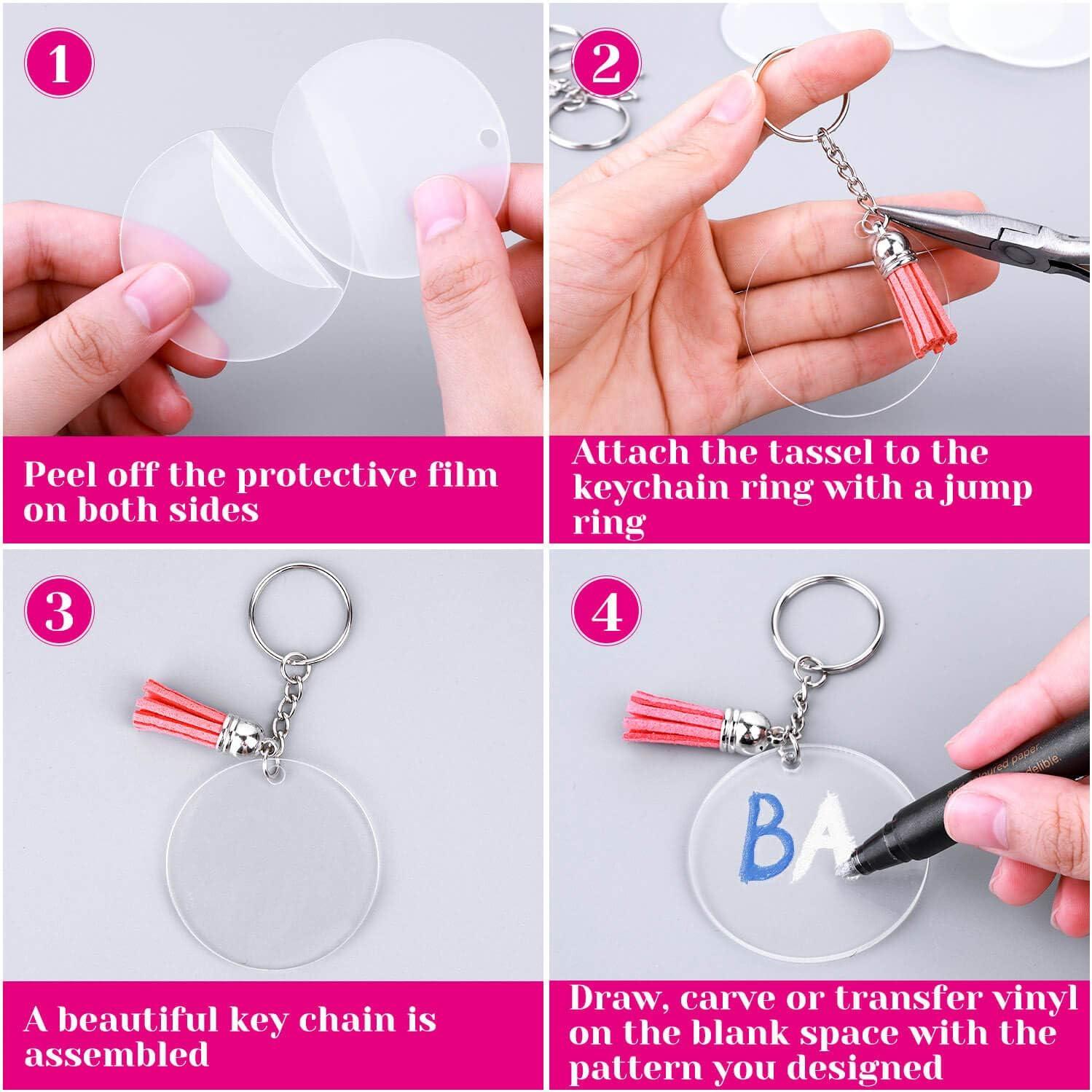 Set Of 2 Inch Round Acrylic Blank Acrylic Keychains Blanks With