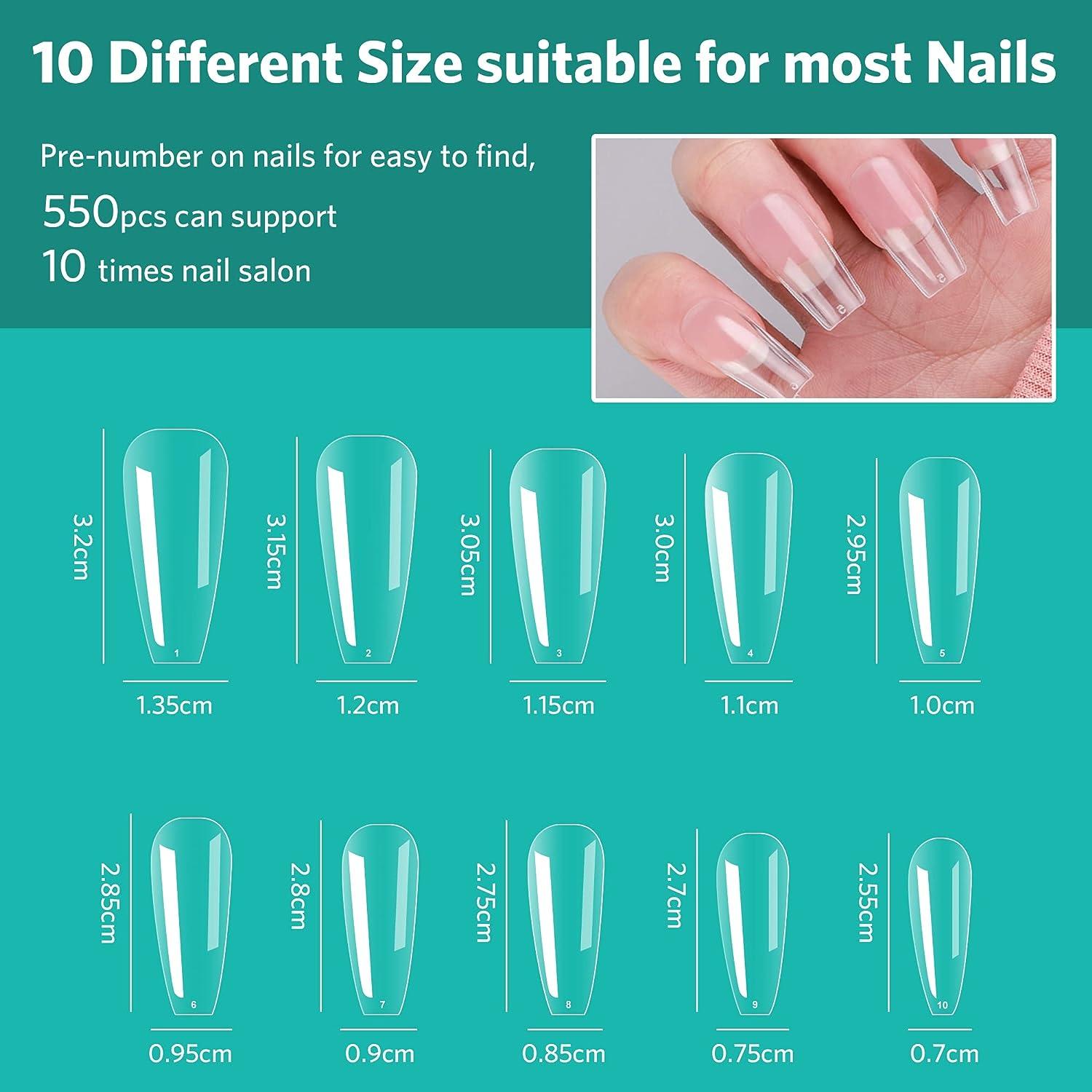 AIBRIT Nail Tips & Glue Gel x Nail Kit,15ML 6 In 1 Nail Glue Gel and 550Pcs  Coffin Nails and Portable UV LED Lamp, Gel Extension Nail Kit Home Nail DIY  Tools