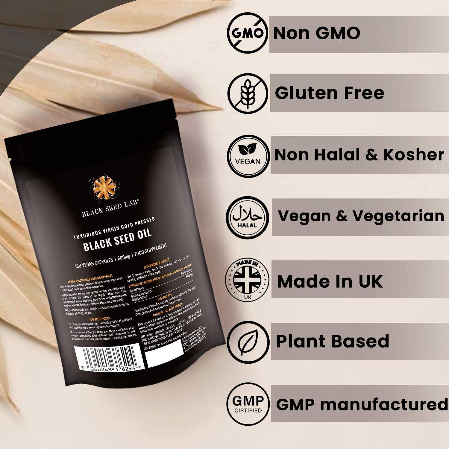 Black Seed Oil - 120 Vegetarian 500mg Softgel Capsules - Luxurious - View #7