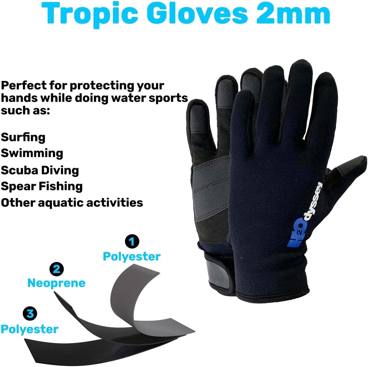 H2ODYSSEY Tropic Gloves 2mm Thermal Dive Gear to Keep Hands Warm