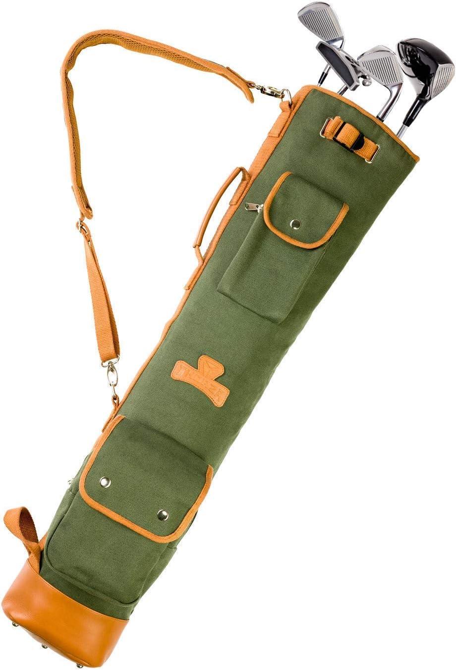 Thorza Sunday Golf Bag for Men and Women, Vintage Canvas and