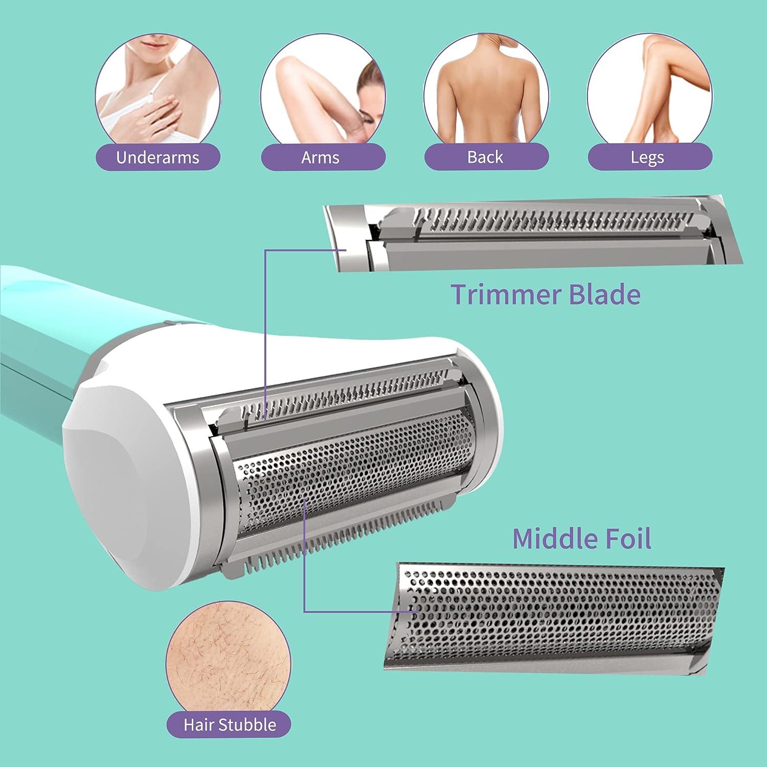 Waterproof Bikini Trimmer for Women, Muejjur 2in1 Electric Razor for