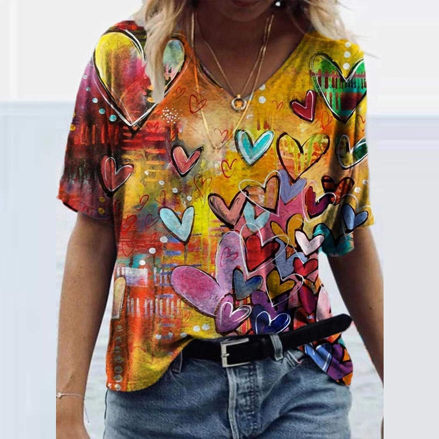 Oversized T Shirt for Women Tie Dye Print Tops Short Sleeve Round Neck  Raglan Blouse Tunics to Wear with Leggings : Sports & Outdoors 