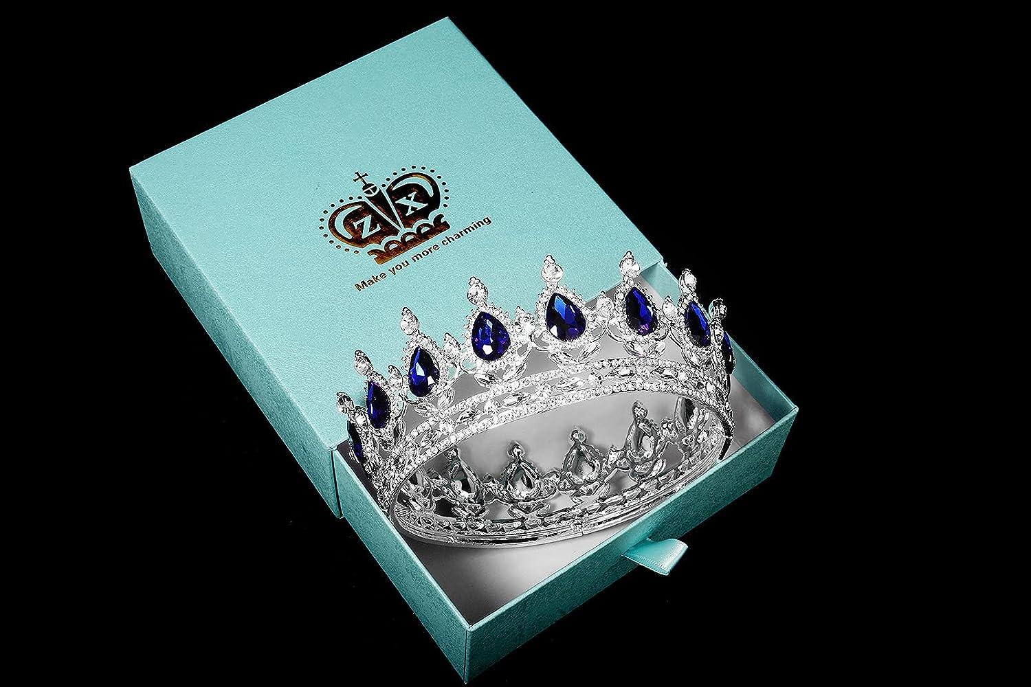 Vintage Royal Queen Teardrop Rhinestone Diadem Tiaras Crown