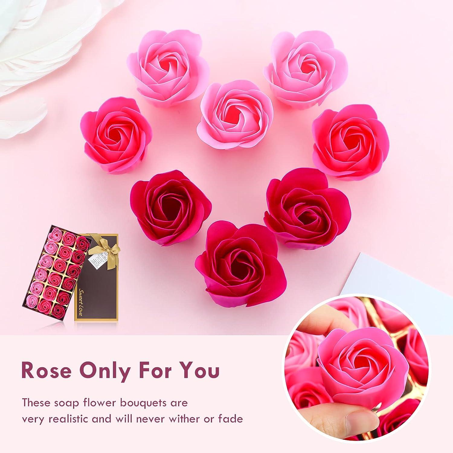 Romantic Rose Petal Flower Soap Gift Set - Red