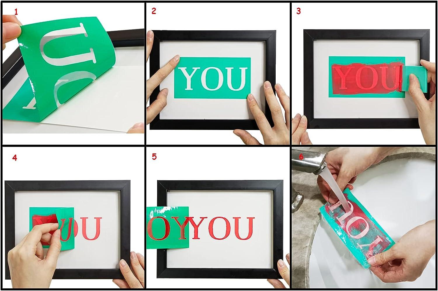 2 Pcs Self-Adhesive Silk Screen Printing Stencil Heart Pattern