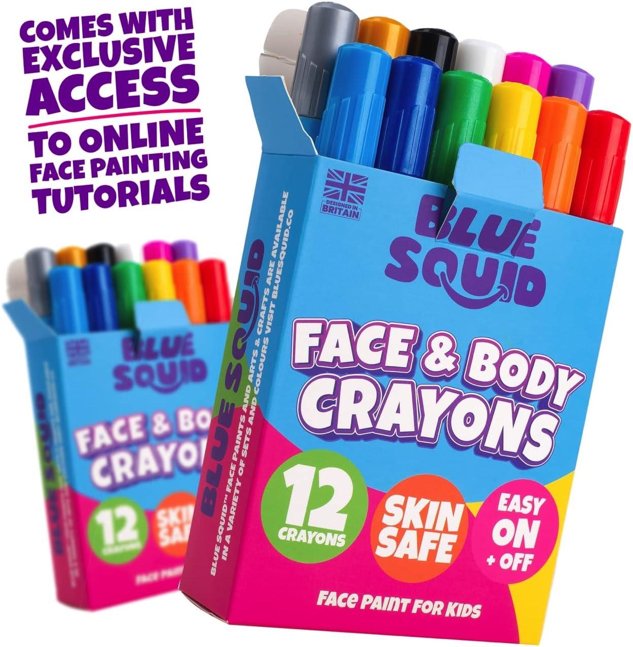 Blue Squid Kids Face Paint Makeup Crayons for Face and Body Skin Safe  Painting Kit 36 Paint Sticks Case 