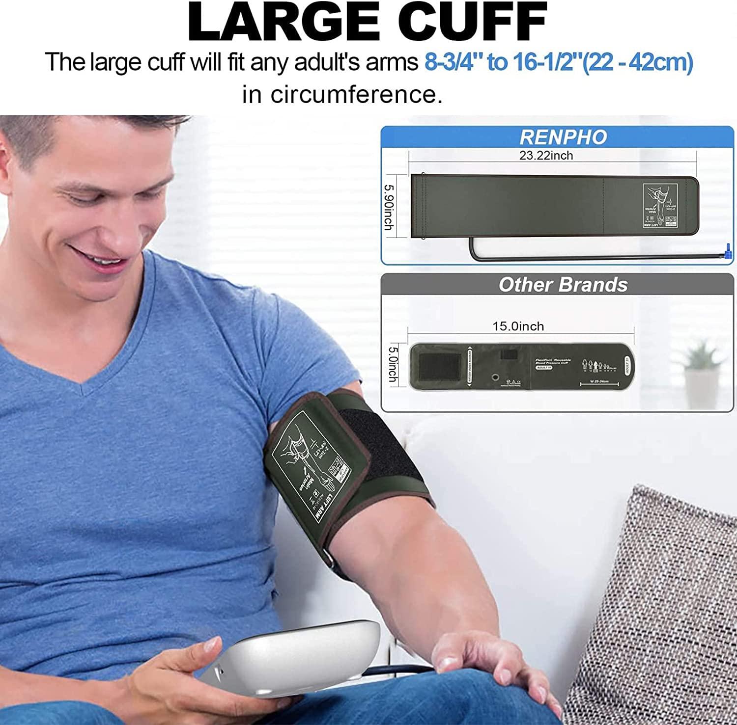 Blood Pressure Machine, RENPHO Blood Pressure Cuffs for Home Use, Accurate  Automatic Digital BP Monitor with Upper Arm Large Cuff 16.5 inch, Large  Display, 2-Users, 240 Recordings, Talking Function Talking Blood Pressure M