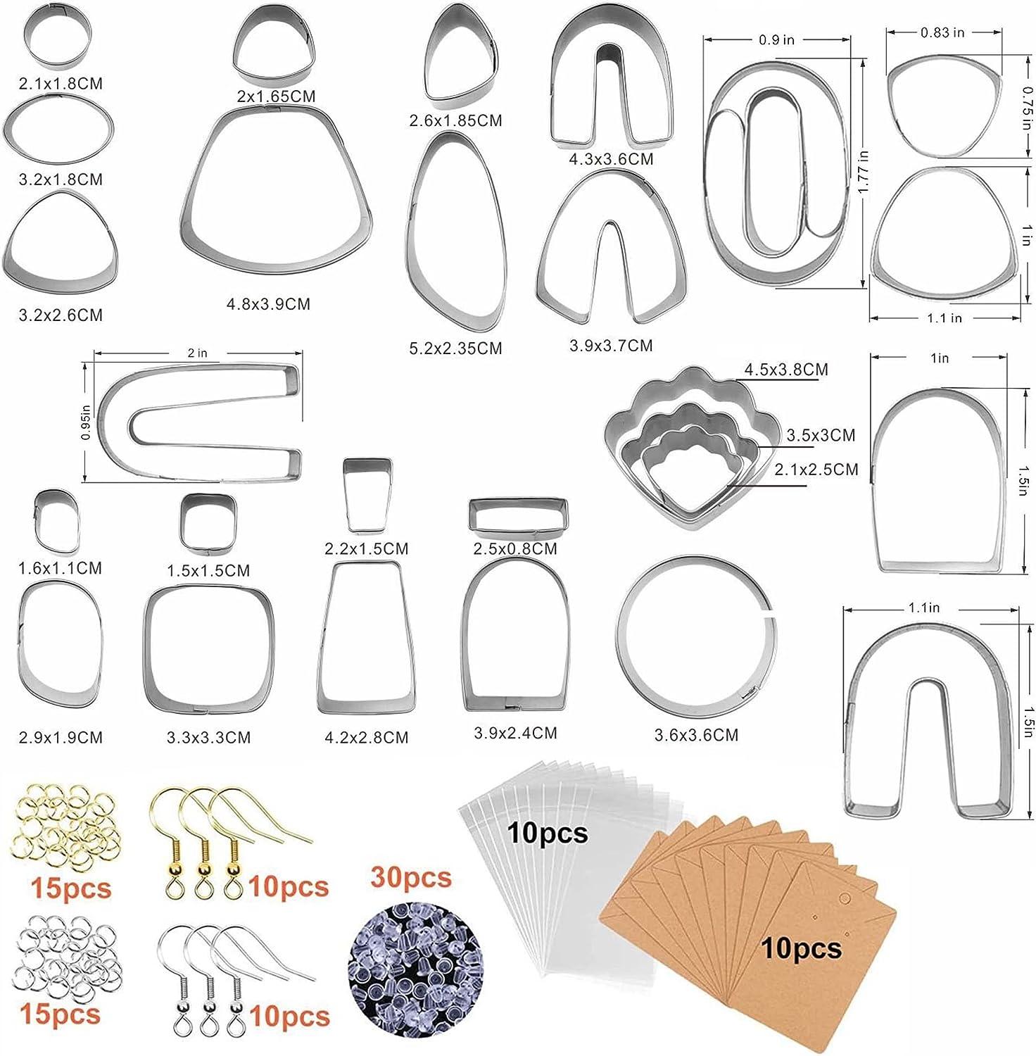 Apiemo 138 Pcs Polymer Clay Cutters Set Classic Shapes Clay Earring Cutters  Molds for Polymer Clay Earring Jewelry Making with Earring Cards Bag  Earring Hooks Jump Rings M1