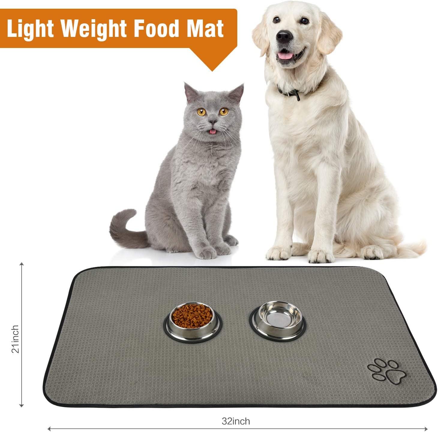 Pet Feeding Mat-Absorbent Quick Dry Dog Mat for Food and Water Bowl-No  Stains Easy Clean Dog Water Dispenser Mat-Dog Accessories-Cat Dog