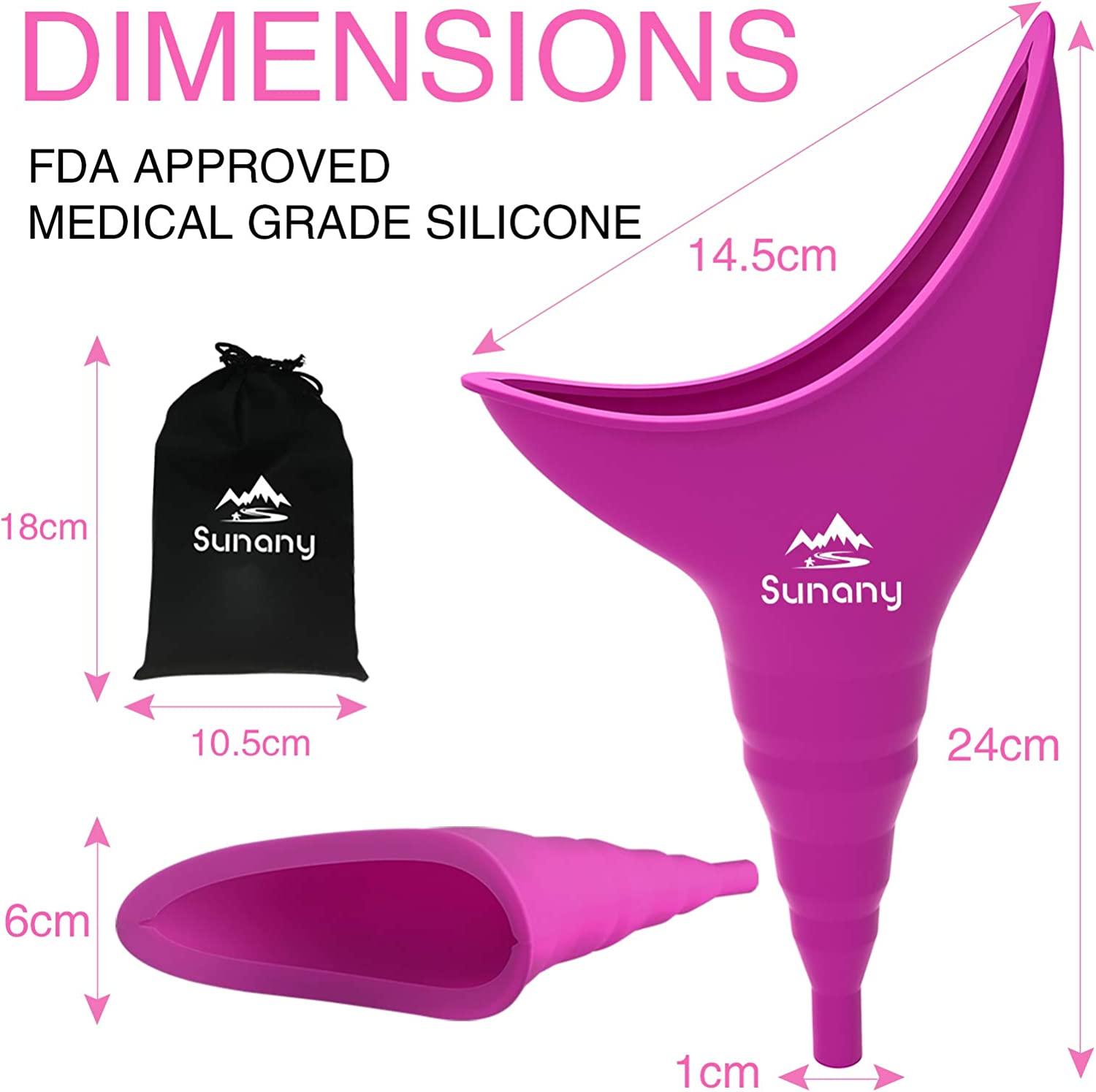 Reusable Silicone Female Urination Device Fuchsia Women's Urinal for Standing Pee, Travel
