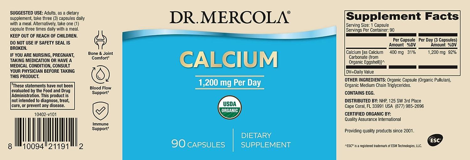 Dr. Mercola Organic Calcium Dietary Supplement 1200mg Bone & Joint