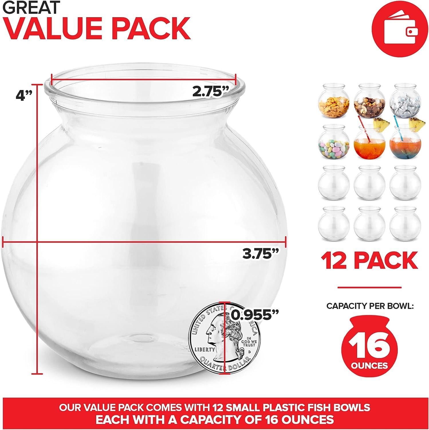 Small Round Plastic Fish Bowls for Parties (12 Pack) 16 oz Clear Mini Drink  Bowl, Shatterproof Fishbowl Glasses for Drinks, Centerpieces, Decorations,  Goldfish Pond Carnival Game, Centerpiece Vases