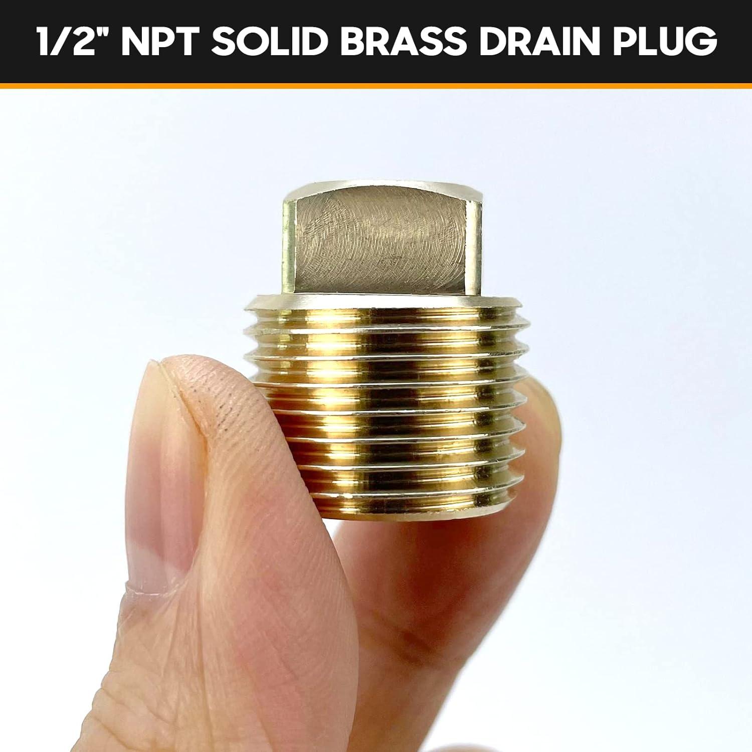 Boat Plugs 1/2 Inch Npt Solid Brass Boat Drain Plug 2 Pack Garboard