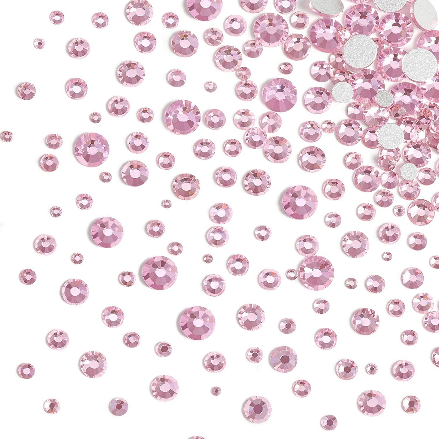  Beadsland Hotfix Rhinestones, 2880pcs Flatback Crystal  Rhinestones for Crafts Clothes DIY Decorations, Light Pink, SS10, 2.7-2.9mm