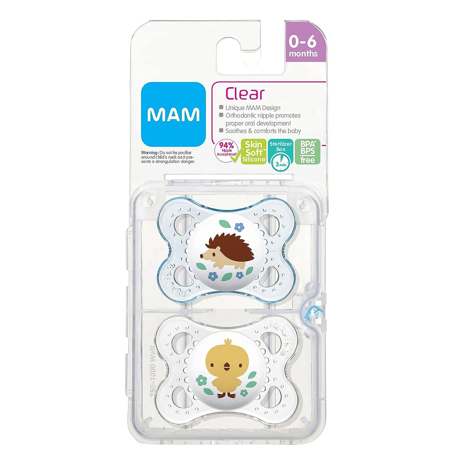MAM Perfect Night Baby Pacifier, Patented Nipple, Glows in the Dark, 0-6  Months, Boy, 2 Count (Pack of 1)