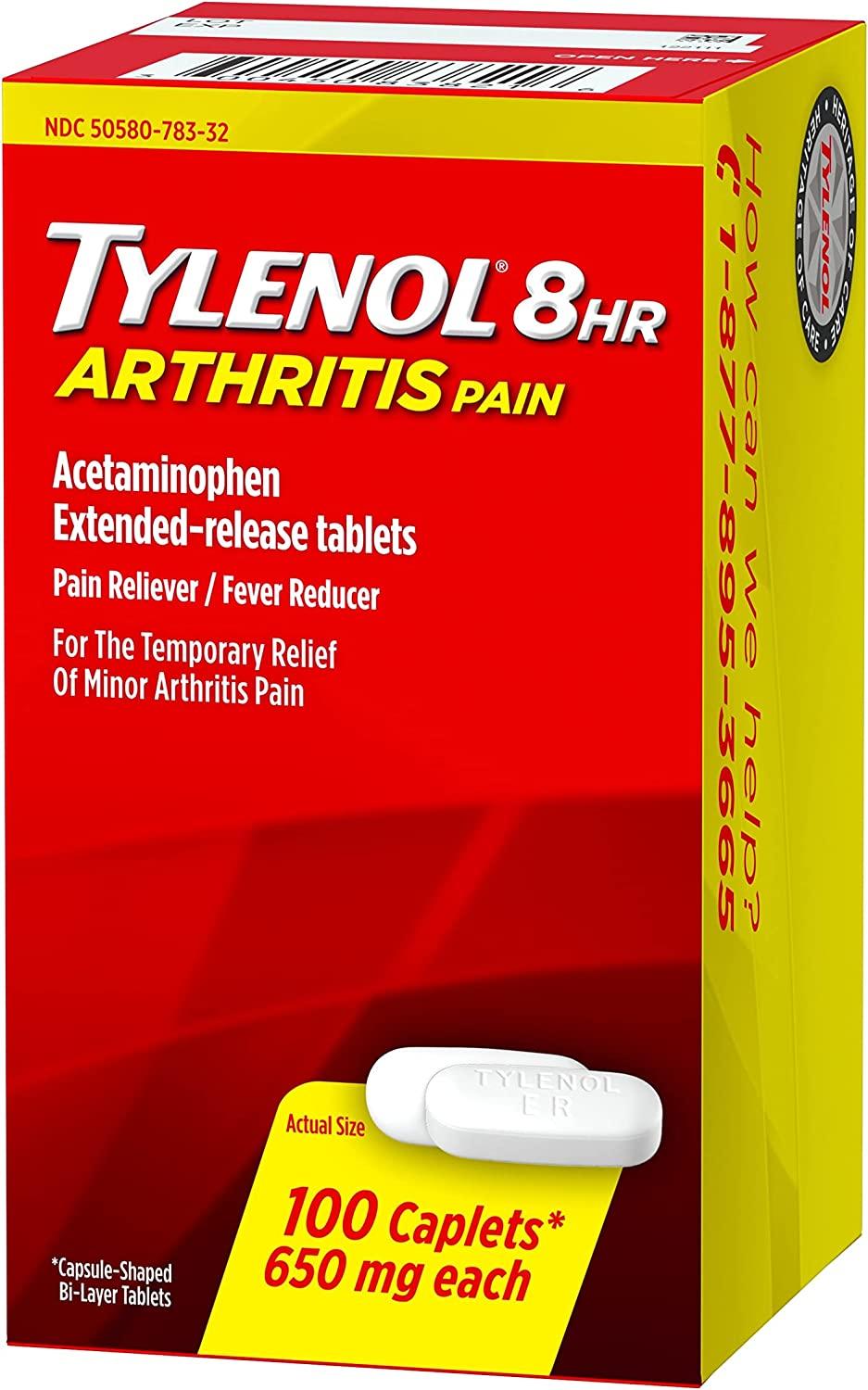 Tylenol 8 Hour Arthritis Joint Pain Acetaminophen Caplets 100 Count