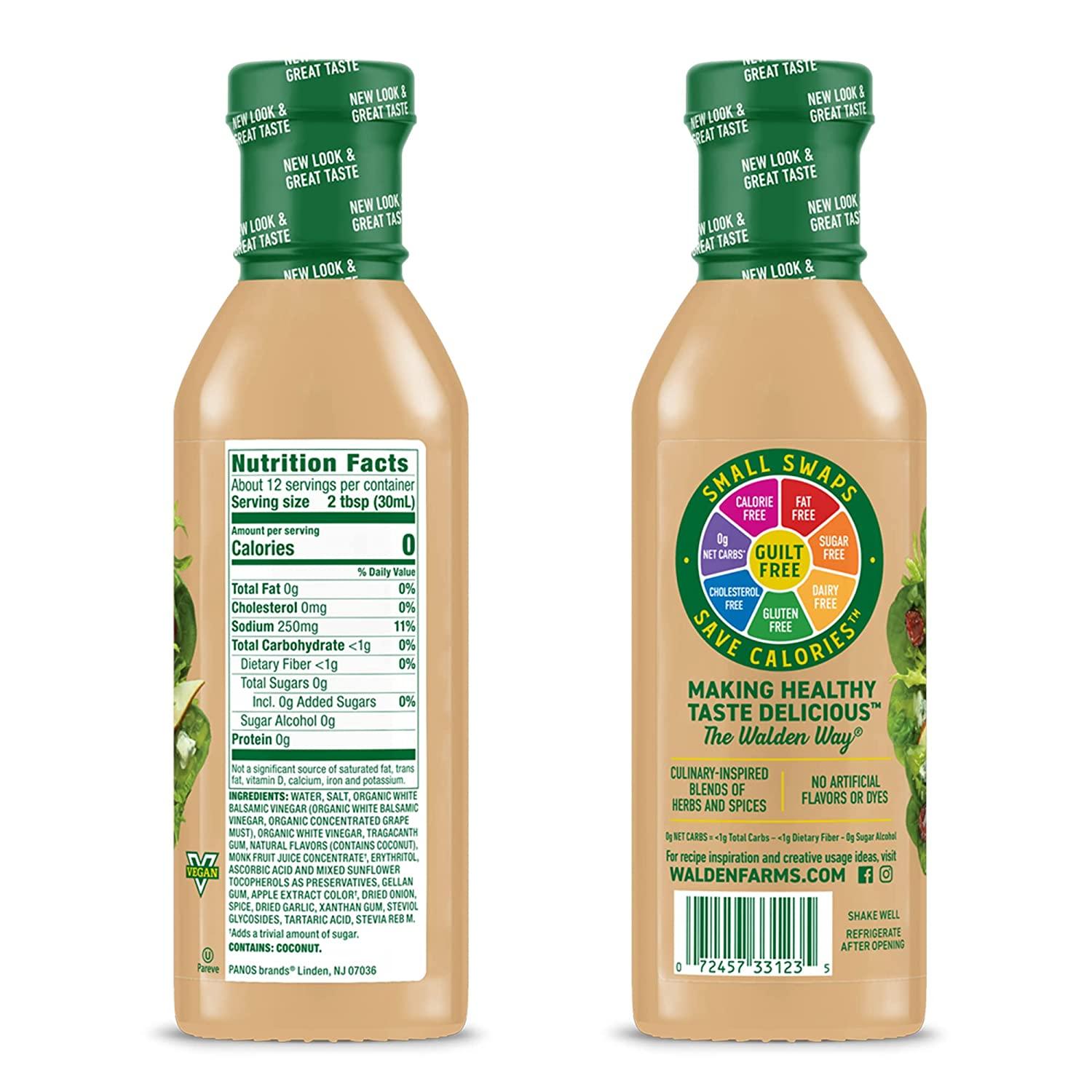 Walden Farms Pear White Balsamic Vinaigrette Dressing 12 oz. Bottle Fresh and Delicious Salad