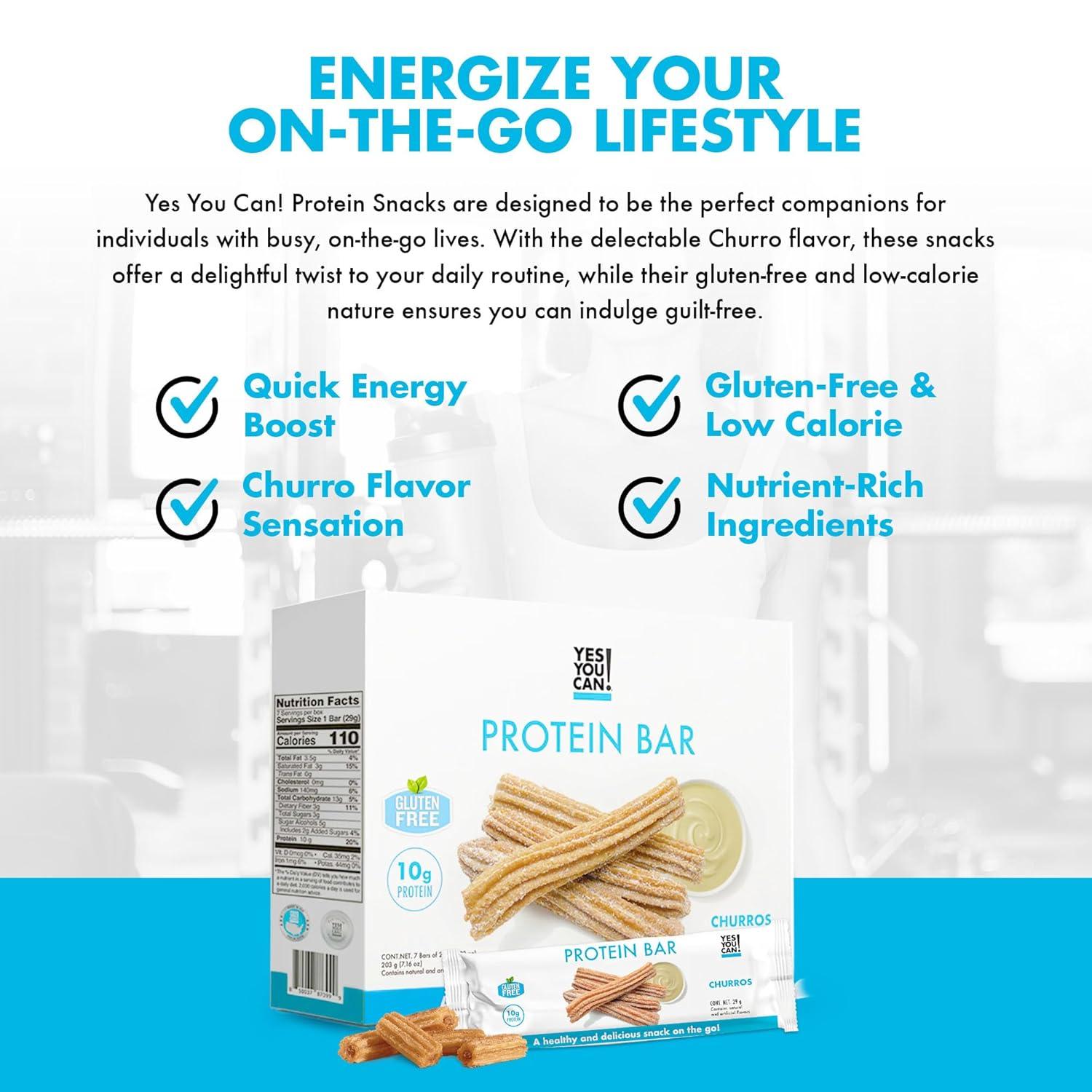 Yes You Can! High Protein Bars - Churro Flavor - Box of 7 - Healthy Savory  and Crunchy Protein Snacks for the Whole Family - Ideal On-the-Go Snack |  Buy Now with