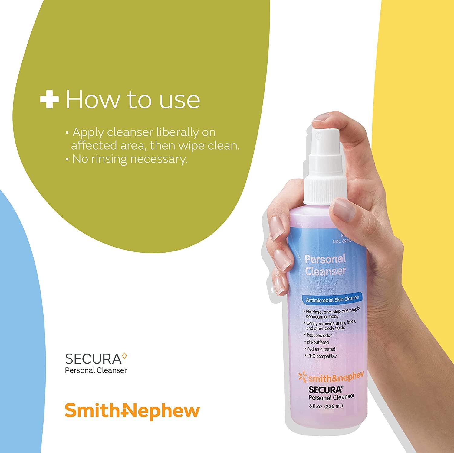 Smith & Nephew SECURA Personal Cleanser Spray, Waterless Body Cleanser