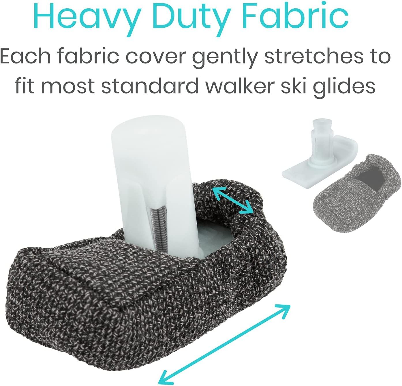 Vive Walker Ski Glide Covers 4 PCS Heavy Duty Removable Padded Caps